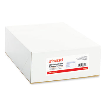Universal® Double Window Business Envelope, #9,  Blade Flap, Gummed Closure, 3.88 X 8.88, White, 500-box freeshipping - TVN Wholesale